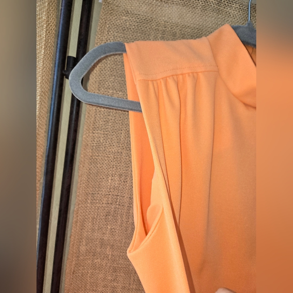 70s Mod Orange Dress Sleeveless Flare Homemade Vintage - Picture 4 of 8